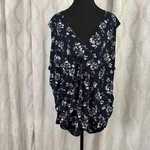 Navy Floral Women's Blouse